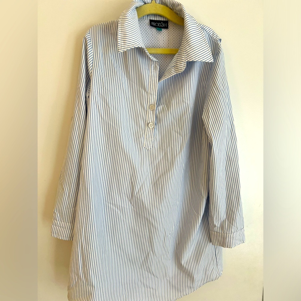 Prodoh Girl's Fishing Shirt Dress - Marina Blue Stripe